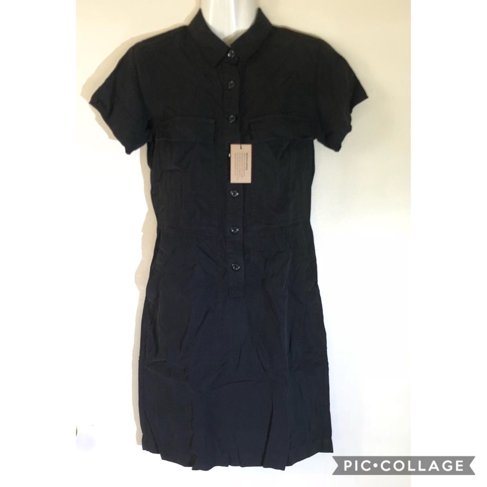 Nwt j crew factory black collared shirt dress sz0 - Picture 1 of 8